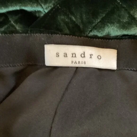 Sandro Quilted Skirt Size 2 Quilted Green Velvet Mini Viscose & Silk Blend - Picture 10 of 12